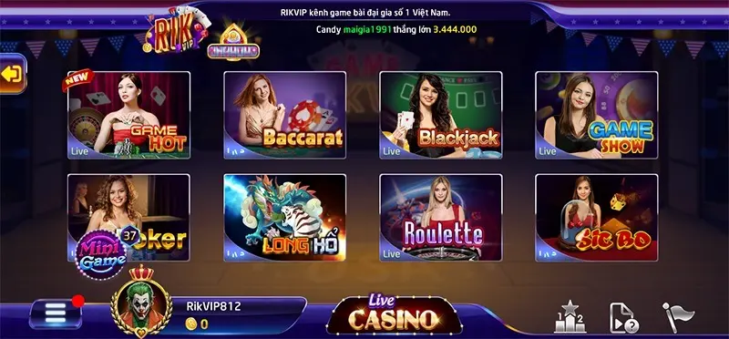 Rikvip địa chỉ chơi live casino chất lượng, uy tín