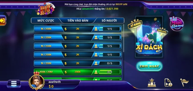 Lỗi thường gặp khi chơi xì dách online tại cổng game Rikvip