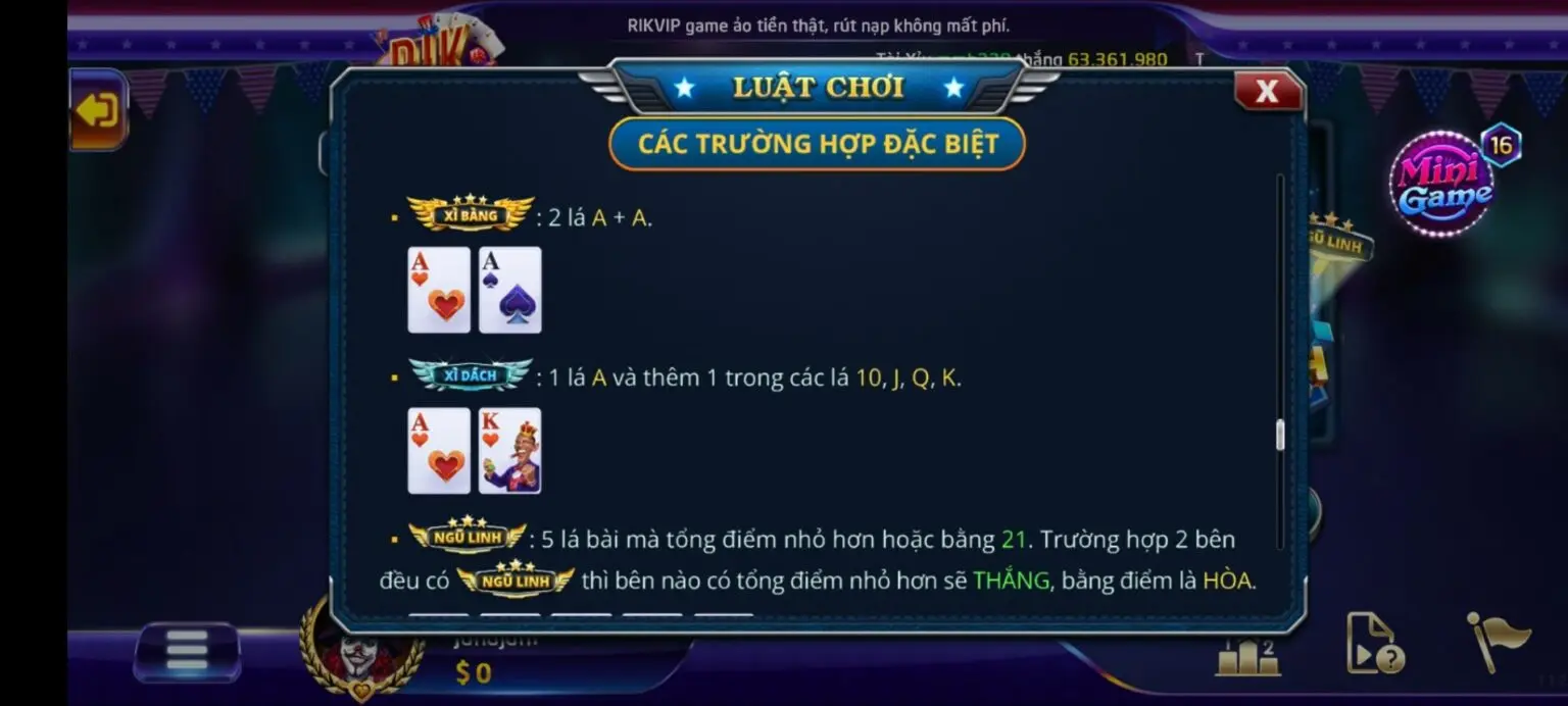 bài xì dách tại Rik vip