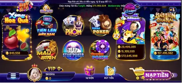 Tại cổng game Rikvip có số lượng game không giới hạn