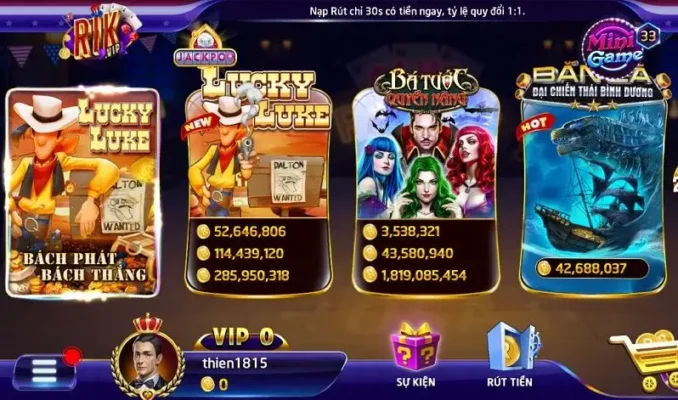 Các tựa game nổ hũ thu hút người chơi tại cổng game Rik vip