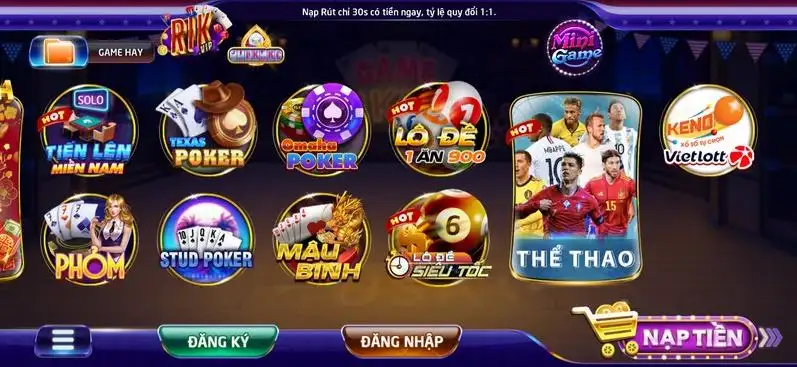 Một số mini game có mặt tại cổng game Rik vip