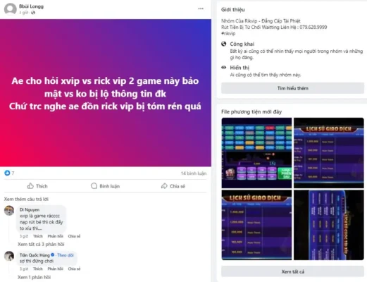 Fanpage Rikvip có động đồng người chơi năng động 