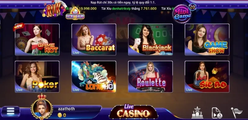 Rik cung cấp nhiều game casino hấp dẫn để anh em trải nghiệm