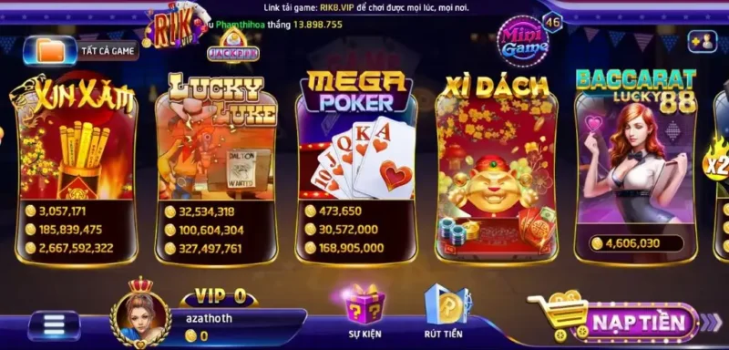 Tại mega poker Rikvip có nhiều phương thức rút nạp tiền 