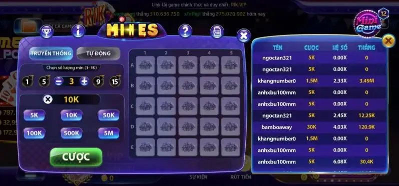 Tính năng box chat live tại mines Rikvip