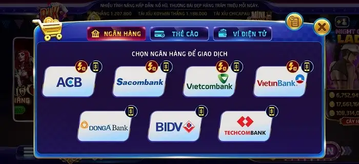 Hình thức nạp tiền Rik vip bằng tài khoản ngân hàng 