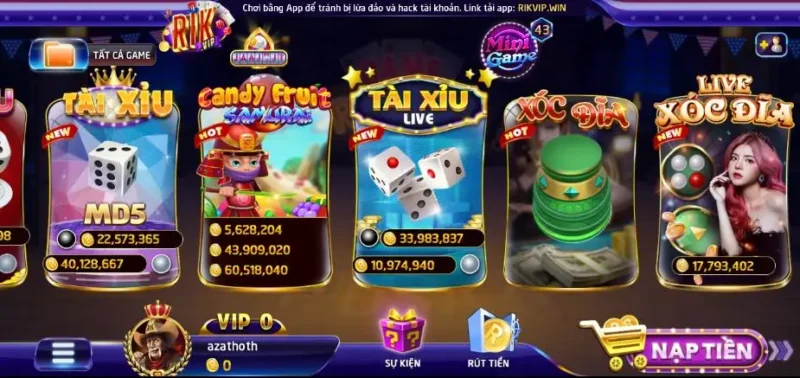 Các tính năng có trong mini game Candy tại Rik vip 